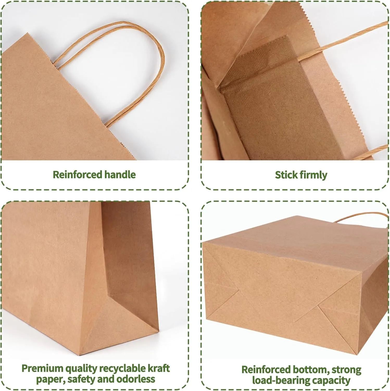 Moretoes 120pcs Brown Paper Bags with Handles, 7.1x3.6x9.3in, Medium Size Gift & Shopping Kraft Paper Bags for Party & Business