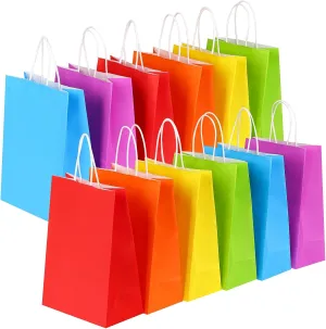 Moretoes 36pcs Paper Gift Bags, 5.9 x 3.15 x 8.25 Inch Party Favor Bags, Small Goodie Bags Gift Bags with Handles for Kids Birthday, Shower, Crafts, Christmas Party Supplies (6 Colors)