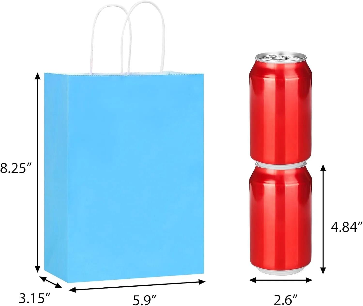Moretoes 36pcs Paper Gift Bags, 5.9 x 3.15 x 8.25 Inch Party Favor Bags, Small Goodie Bags Gift Bags with Handles for Kids Birthday, Shower, Crafts, Christmas Party Supplies (6 Colors)