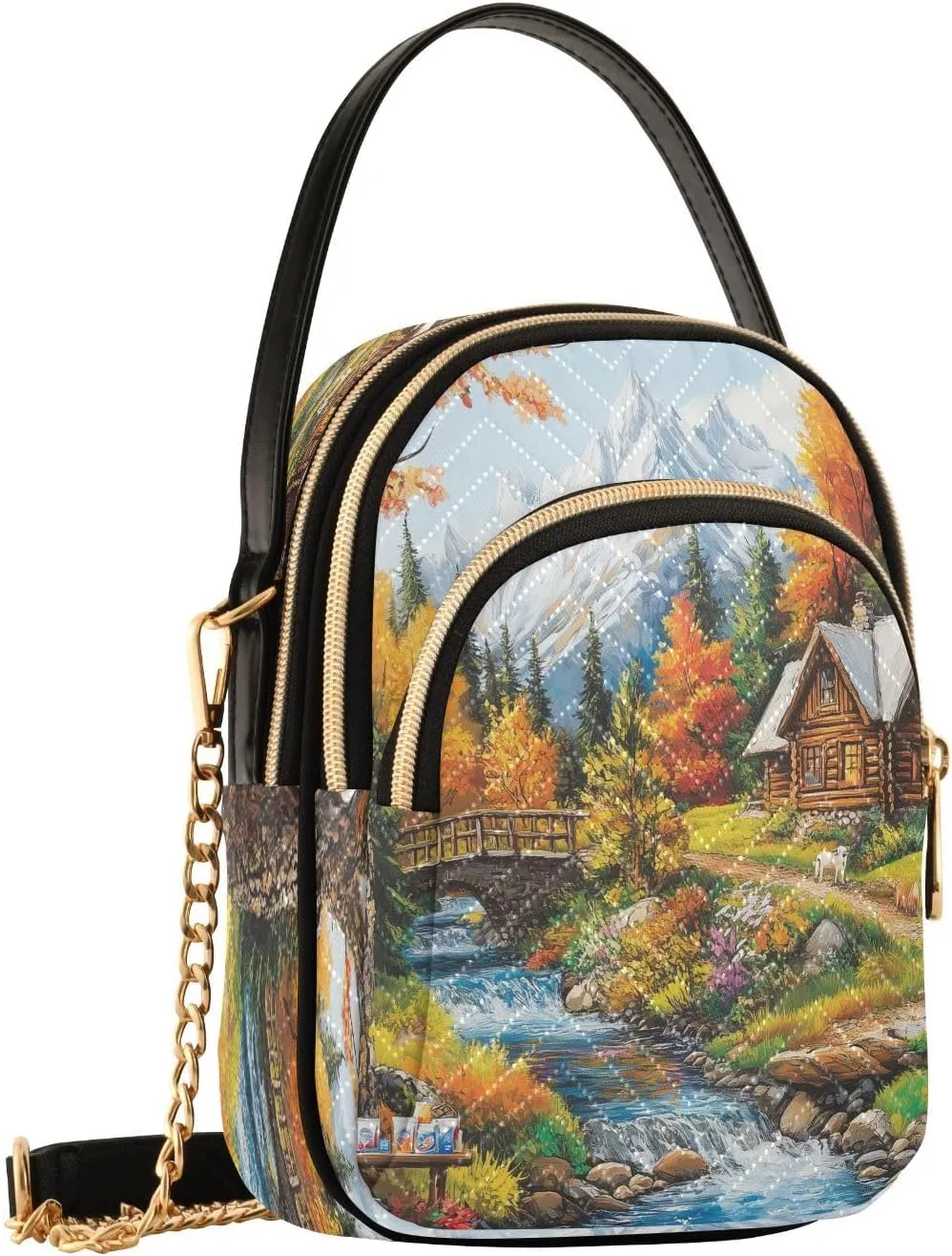 Mountain Cabin River Crossbody Bags for Women Small Sling Cross Body Bag Fanny Pack Phone Mini Wallet Purse