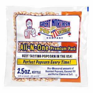 Movie Theater Style 12-Count Popcorn Packs-Pre-Measured 2.5 Ounce All-in-One Kernel, Salt, Oil Packets for Popping Machines by Great Northern Popcorn