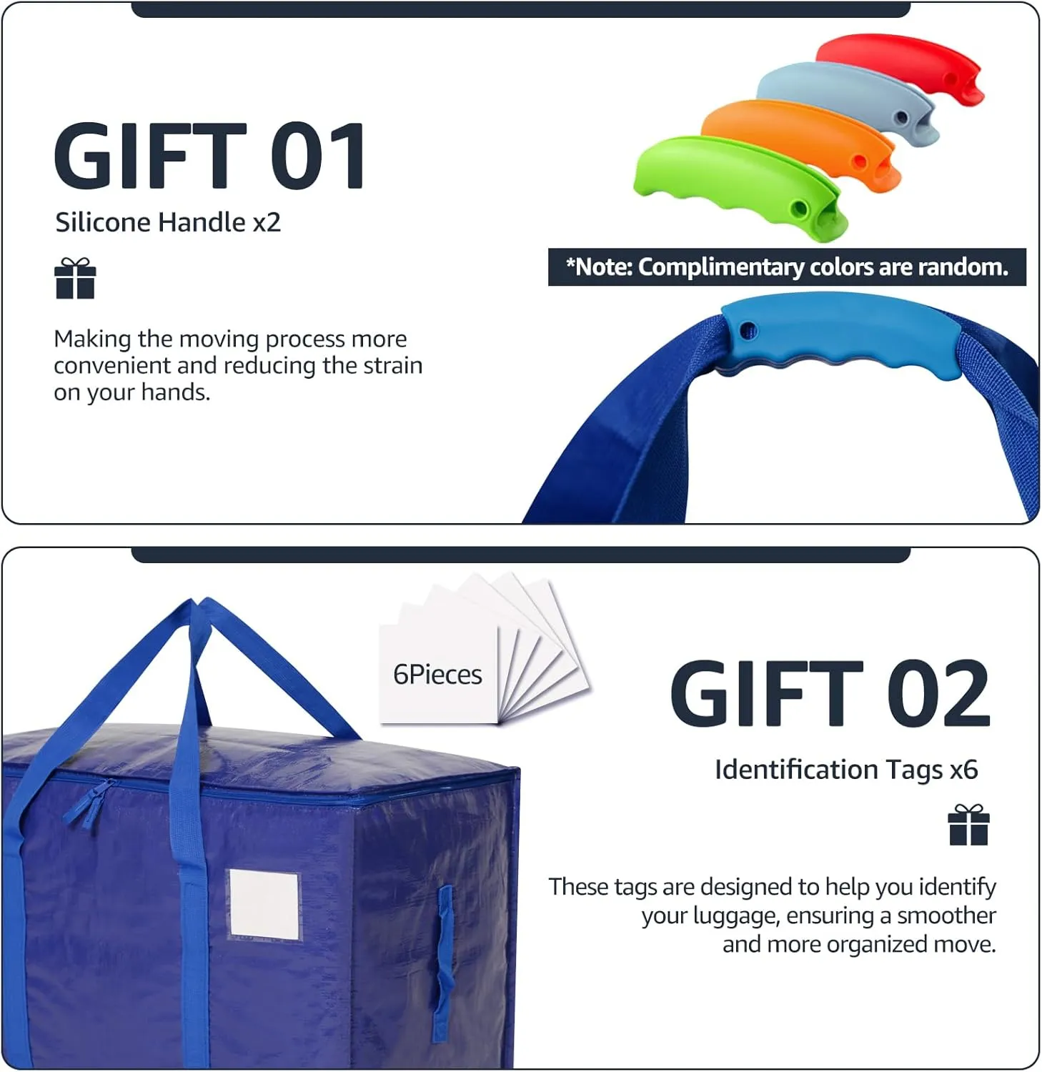 Moving Bags Heavy Duty Extra Large, Moving Boxes, Moving Supplies Essentials, Blue Storage Bins with Lids, Plastic Packing Totes, Storage Bags for Clothes with Handles & Zippers(Blue, 6 Pack)