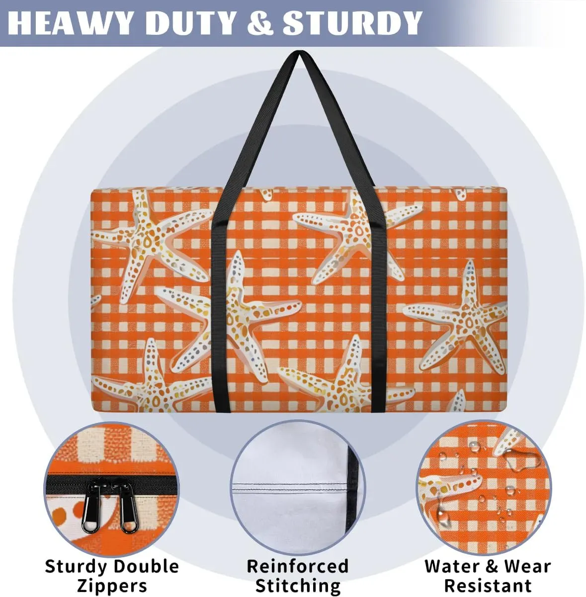 Moving Bags Heavy Duty Storage Bags for Clothes Moving Supplies Packing Bags for Moving Traveling Checkered Starfish