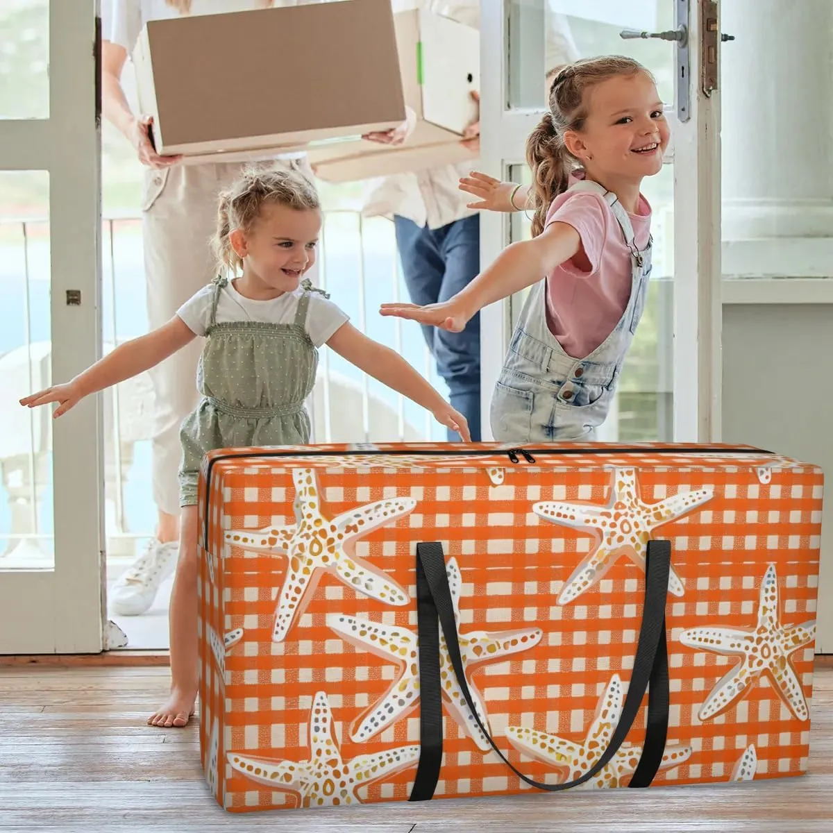 Moving Bags Heavy Duty Storage Bags for Clothes Moving Supplies Packing Bags for Moving Traveling Checkered Starfish