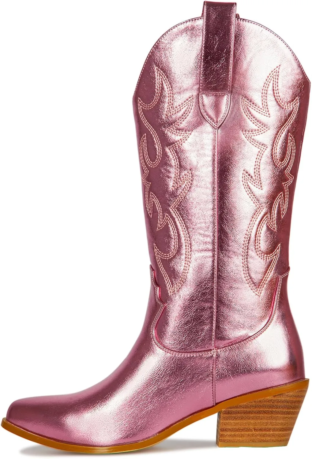 MUCCCUTE Cowboy Boots for Women - Cowgirl Boots Mid Calf with Embroidery, Pointed Toe Chunky Heel Western Boots Pull On