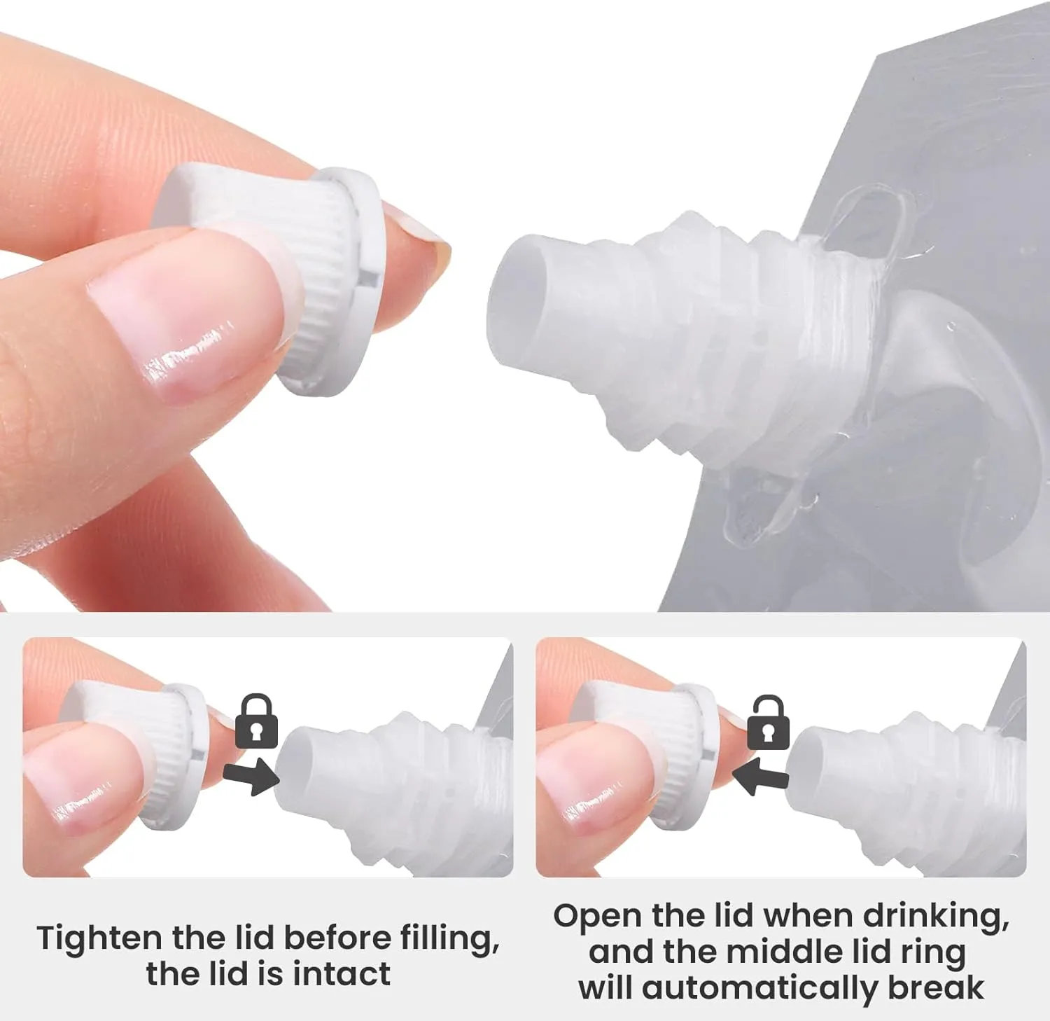 Muka 50 PCS Silver Foil Spout Bag, Reclosable Spout pouch with funnel, Heavy duty stand-up pouches (17 OZ,500 ML)