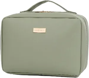 Multi Compartment Toiletry Cosmetic Bag, Large capacity, with handles, multiple compartments, waterproof Pu Leather (matcha green)