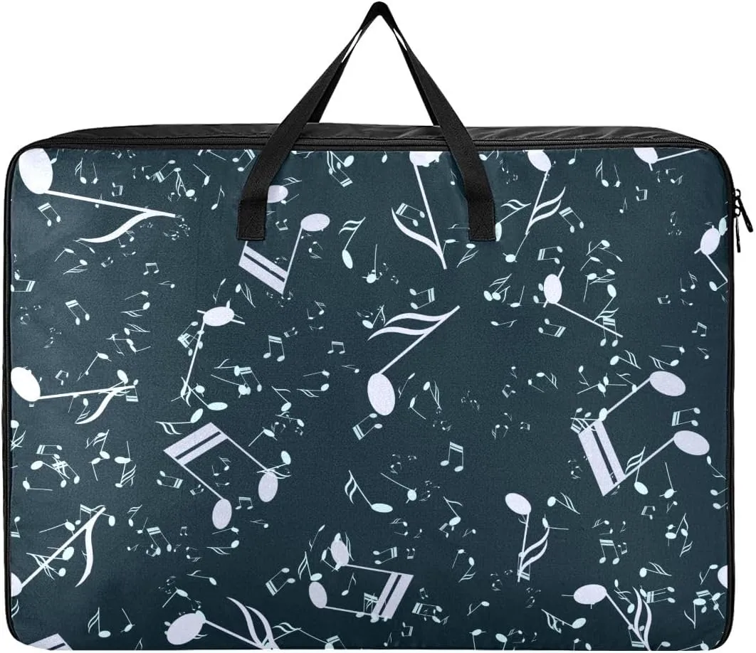 Music Note Musical Symbol Storage Bag, 27.5x19.7x11 In, Garment Storage Organizer Travel Cargo Duffel Bags Space Saving Packing Totes for Moving Supplies Storage