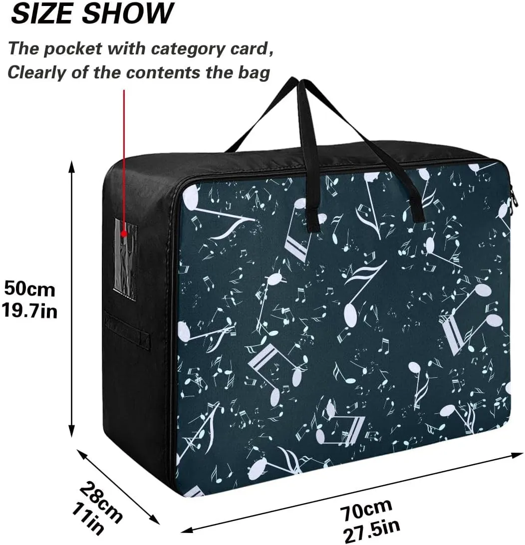 Music Note Musical Symbol Storage Bag, 27.5x19.7x11 In, Garment Storage Organizer Travel Cargo Duffel Bags Space Saving Packing Totes for Moving Supplies Storage