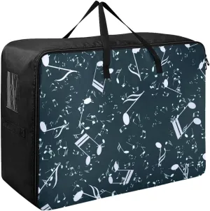 Music Note Musical Symbol Storage Bag, 27.5x19.7x11 In, Garment Storage Organizer Travel Cargo Duffel Bags Space Saving Packing Totes for Moving Supplies Storage