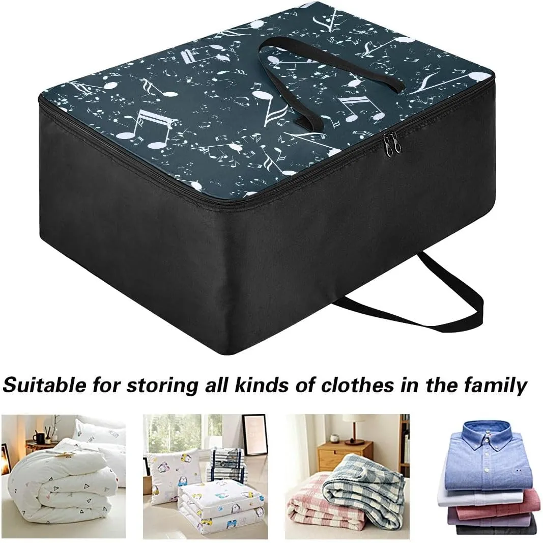 Music Note Musical Symbol Storage Bag, 27.5x19.7x11 In, Garment Storage Organizer Travel Cargo Duffel Bags Space Saving Packing Totes for Moving Supplies Storage