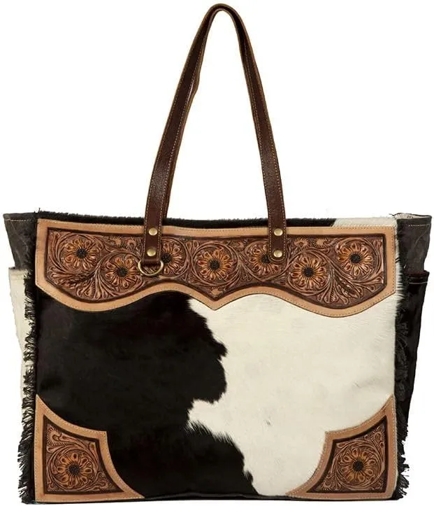 Myra Bag Weekender Bag for Women - Western Upcycled Canvas & Leather Shoulder Bag Cartwright