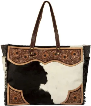 Myra Bag Weekender Bag for Women - Western Upcycled Canvas & Leather Shoulder Bag Cartwright