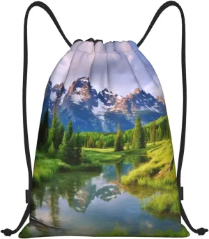 National Park Drawstring Backpack for Men Gym Bag String Bag Waterproof Drawstring Bag for Women Swim Bag Medium
