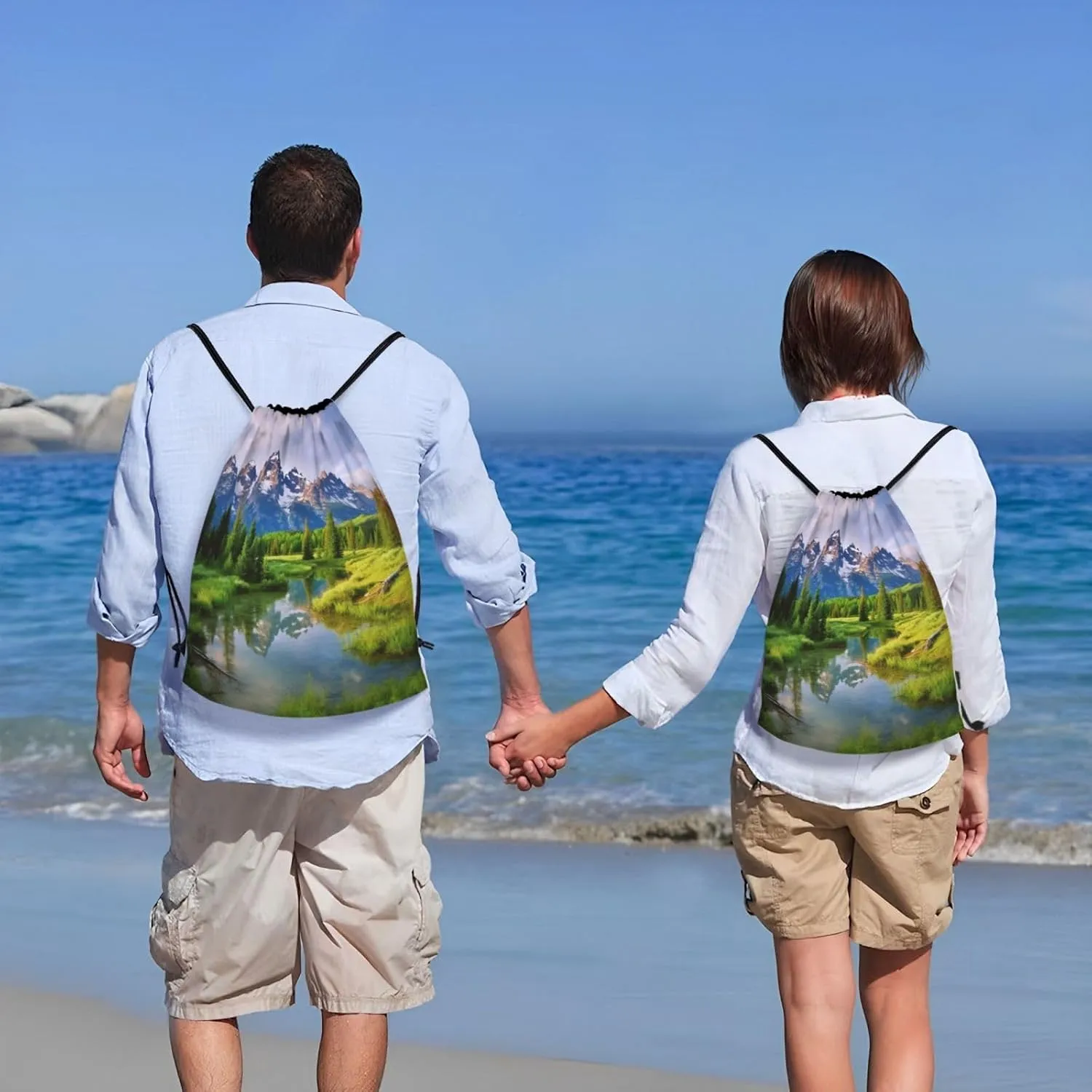National Park Drawstring Backpack for Men Gym Bag String Bag Waterproof Drawstring Bag for Women Swim Bag Medium