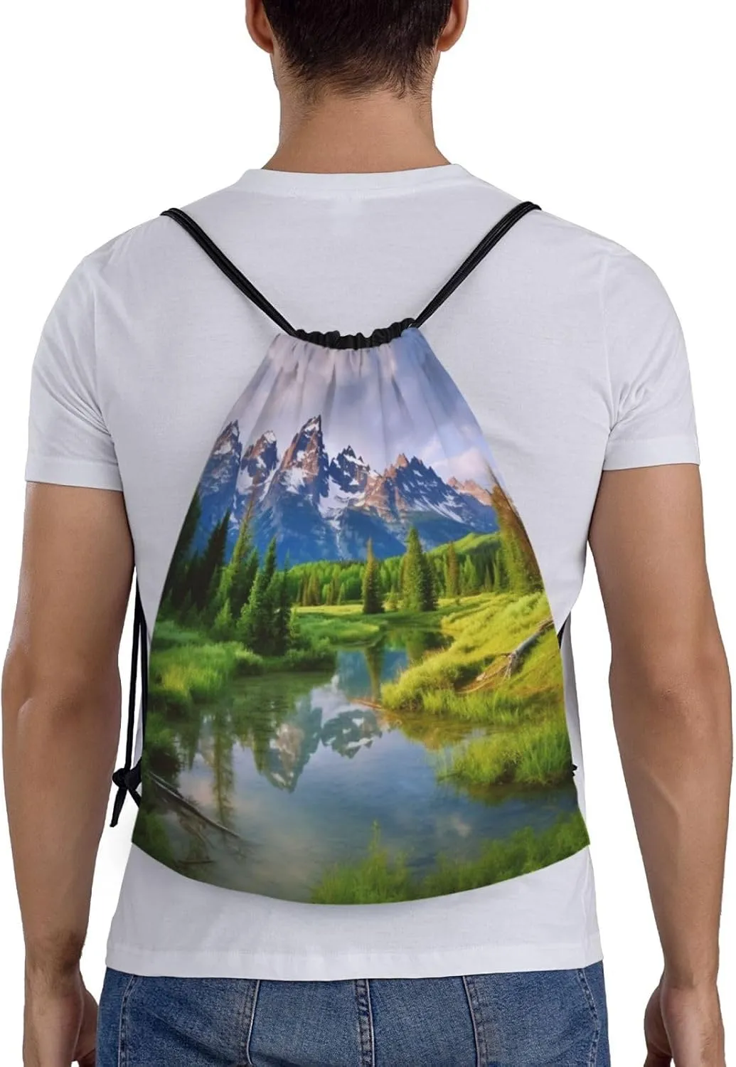 National Park Drawstring Backpack for Men Gym Bag String Bag Waterproof Drawstring Bag for Women Swim Bag Medium