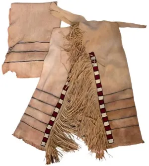 Native American Fringe Beaded Leather Chaps Leggings Breech Cloth NCP135