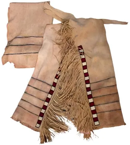 Native American Fringe Beaded Leather Chaps Leggings Breech Cloth NCP135