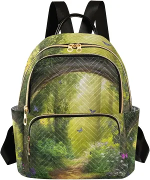 Nature Forest Scenic Mini Backpack for Women Quilted Small Backpack Purse Causal Daypack for Travel, M