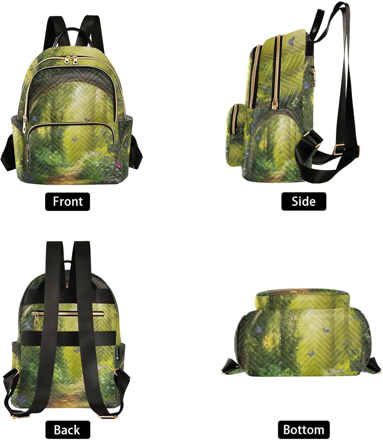 Nature Forest Scenic Mini Backpack for Women Quilted Small Backpack Purse Causal Daypack for Travel, M