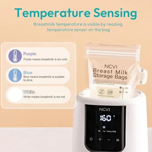 NCVI 4 7 oz Breastmilk Storage Bag Freezer for 0-3 Months, Breast Milk Feeding Bag with Temp-Sensing, Doubled-Sealed, Self Standing, Easy Pour Spout, BPA-Free, 4oz(70count) 7oz(30count)