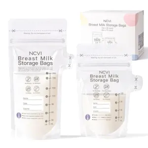 NCVI 4 7 oz Breastmilk Storage Bag Freezer for 0-3 Months, Breast Milk Feeding Bag with Temp-Sensing, Doubled-Sealed, Self Standing, Easy Pour Spout, BPA-Free, 4oz(70count) 7oz(30count)