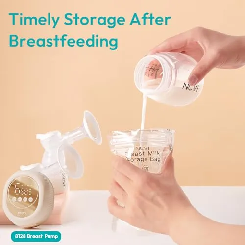 NCVI 4 7 oz Breastmilk Storage Bag Freezer for 0-3 Months, Breast Milk Feeding Bag with Temp-Sensing, Doubled-Sealed, Self Standing, Easy Pour Spout, BPA-Free, 4oz(70count) 7oz(30count)