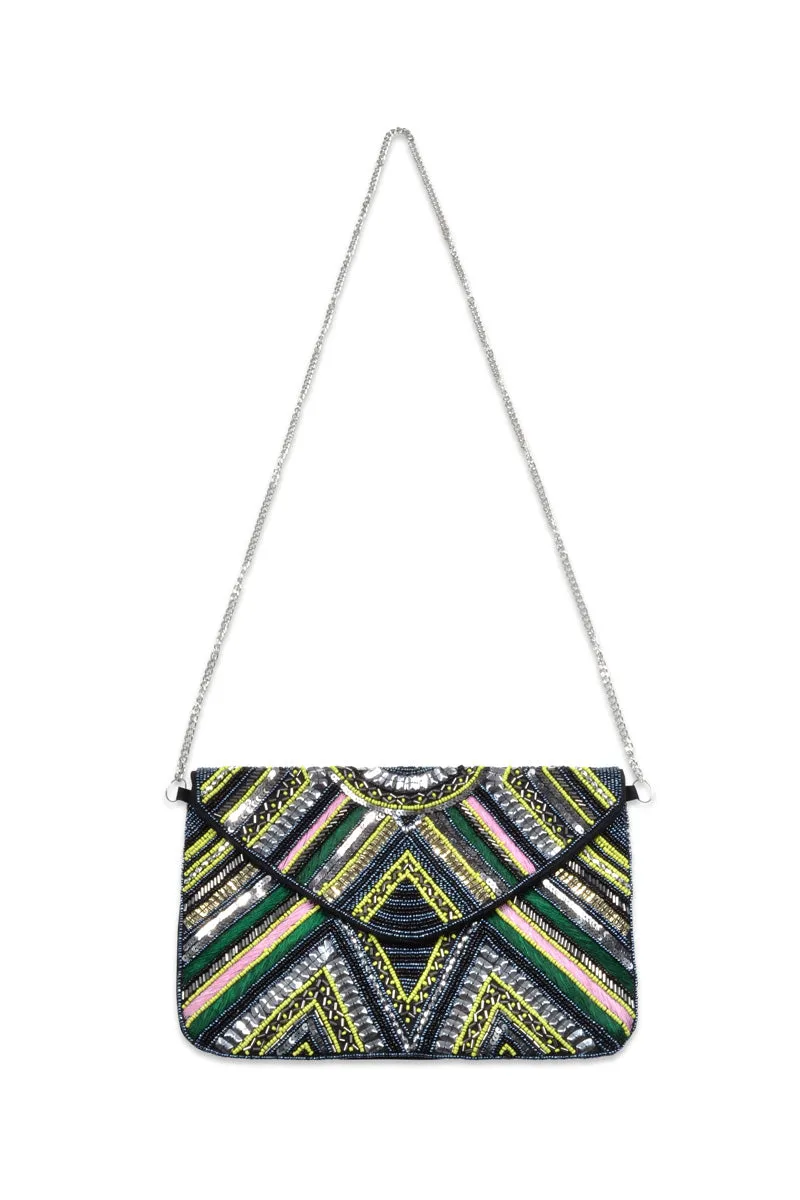 Neon Nights Hand Beaded Embellished Bag