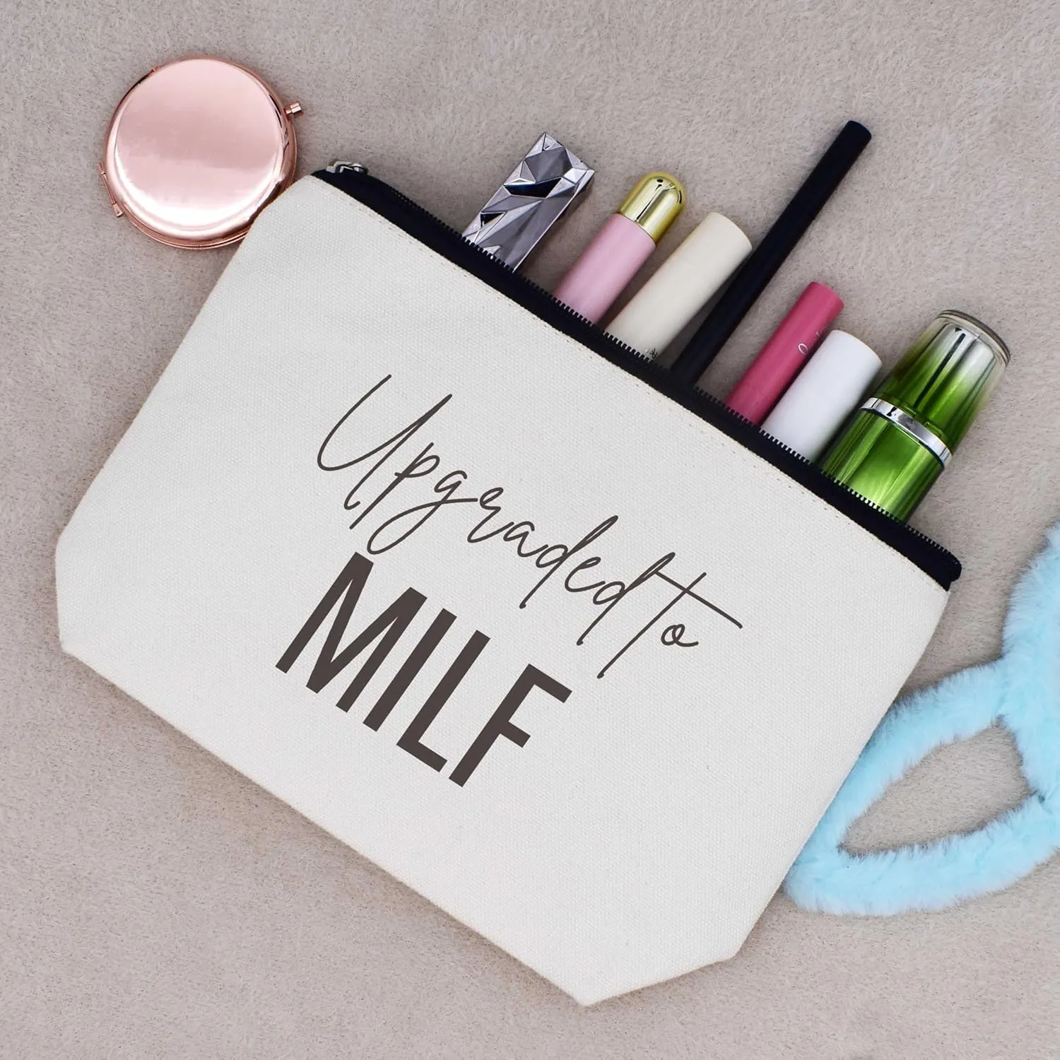 New Mom Future Mom Gift,Mother to Be,Pregnancy Present,First Mother's Day Christmas Gifts for New Mommy,Baby Present Shower for Expectant Mommy,Makeup Bag Cosmetic Bag Travel Pouch-Upgraded to MILF