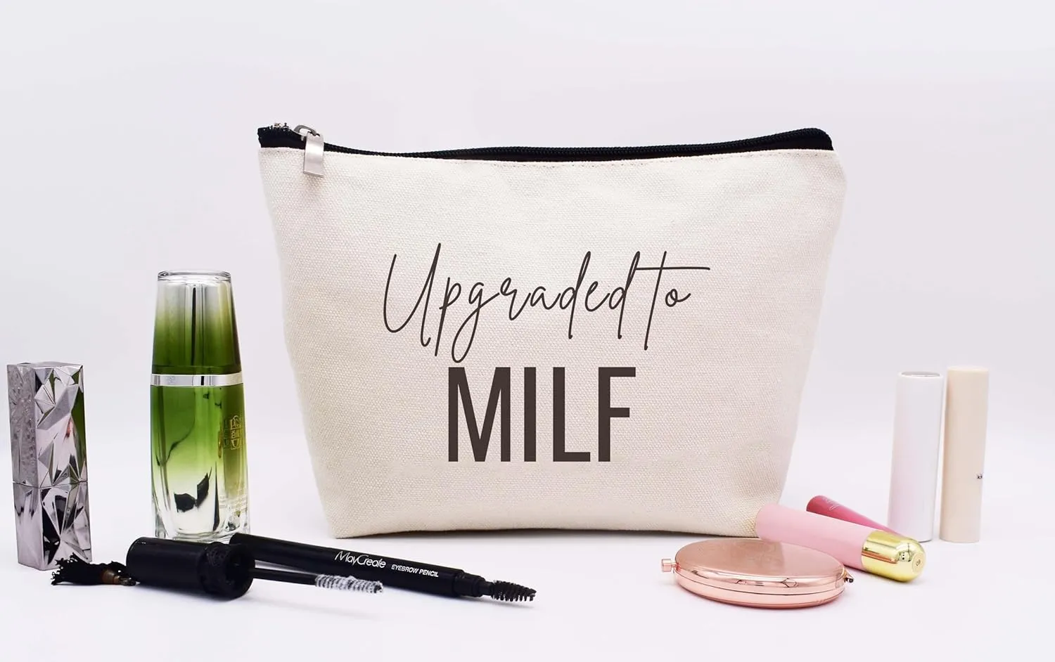 New Mom Future Mom Gift,Mother to Be,Pregnancy Present,First Mother's Day Christmas Gifts for New Mommy,Baby Present Shower for Expectant Mommy,Makeup Bag Cosmetic Bag Travel Pouch-Upgraded to MILF
