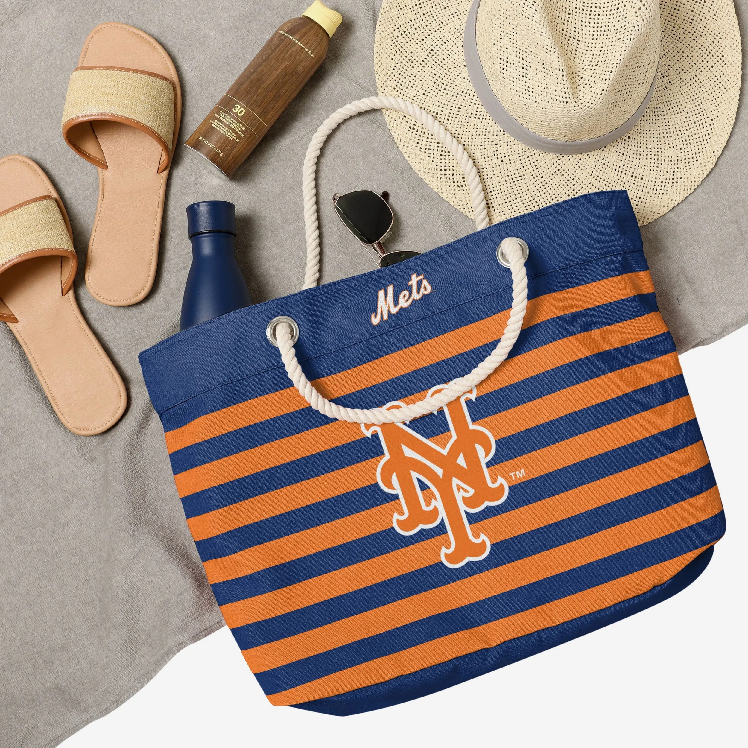 New York Mets Nautical Stripe Tote Bag