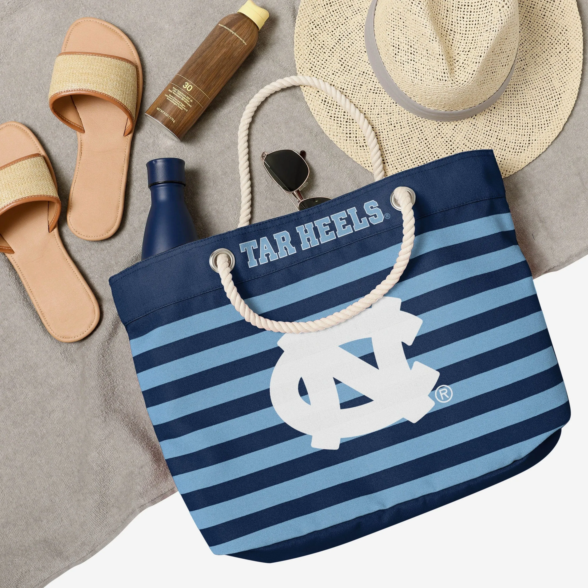 North Carolina Tar Heels Nautical Stripe Tote Bag