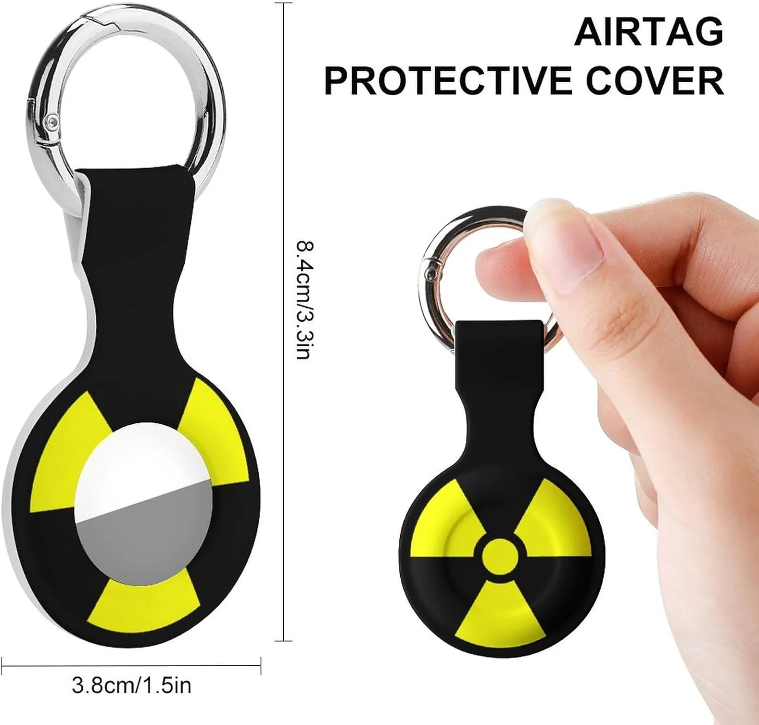 Nuclear Radiation Funny Cover Compatible with AirTag Case Protector GPS Tracker Storage Bag Box with Keychain Novelty Gifts