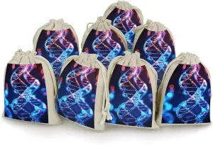 NVBSKKDH 8Pcs DNA Genetic Helix Burlap Gift Bags with Drawstring, Jewelry Pouches for Gifts Wrapping, Wedding Party