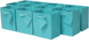 OccasionALL Teal Gift Bags with Handles, Mini Shopping Totes for Birthdays, Weddings, Party Favors, Showers, Small Business, Bulk, 4x2.75x4.5 12 Pack