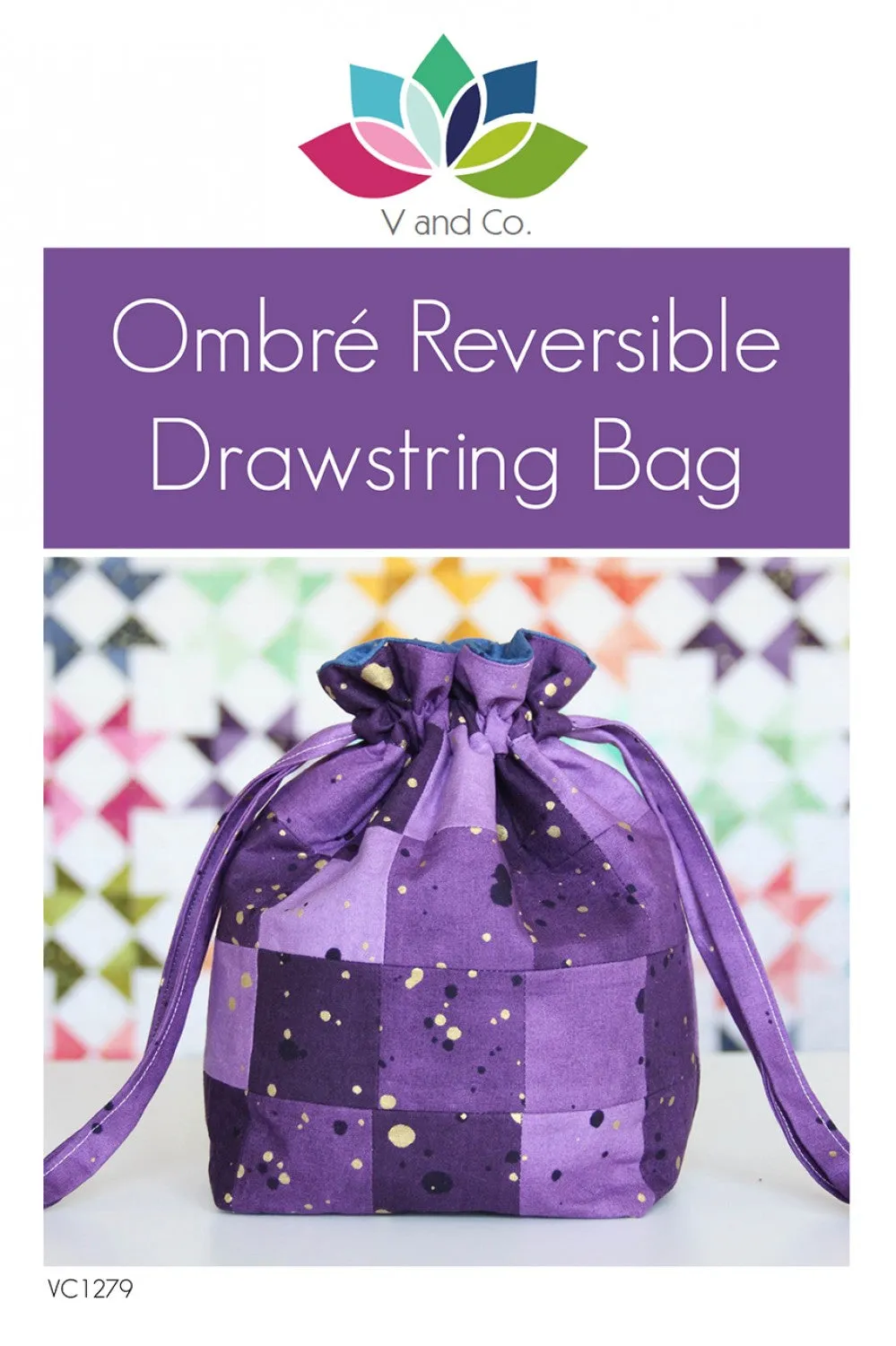 Ombre Reversible Drawstring Bag by V  and Company