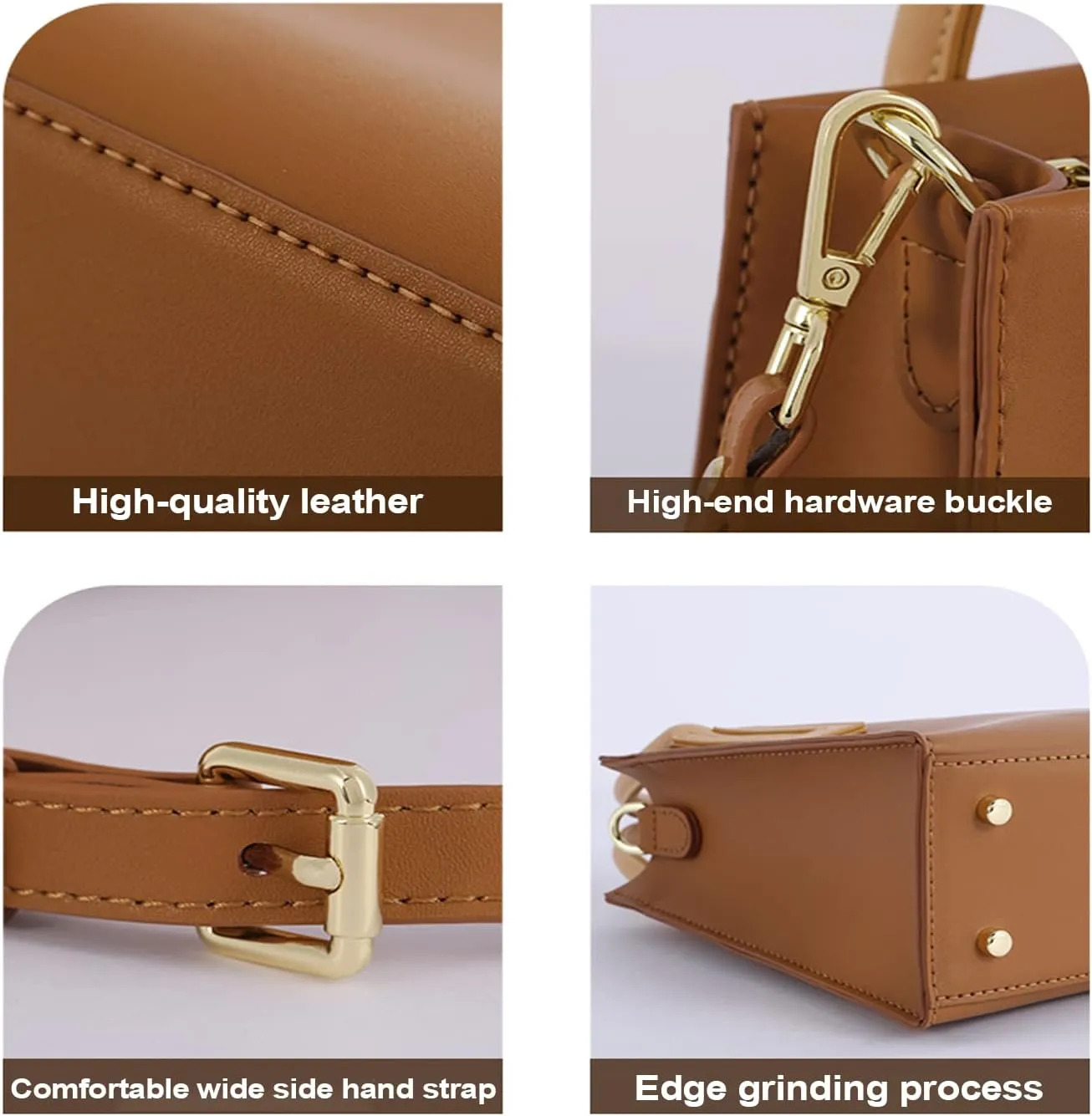 OPSEWING Leather Women Top Handles Handbag DIY Kit, DIY Crossbody Shoulder Bag with Sewing Kits, Handmade Bag Kit for Mom Girlfriend Birthday Gift (Brown)