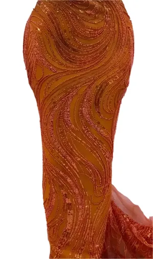 Orange Beaded Lace - 5 Yards