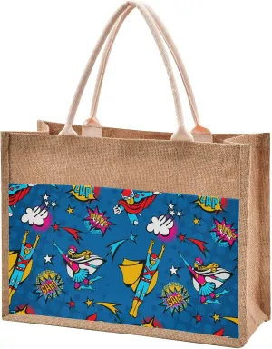 Oyihfvs Durable Burlap Bag with Handles, Zipper Jute Tote Reusable Bag Waterproof Lining for Shopping Work Travel beach