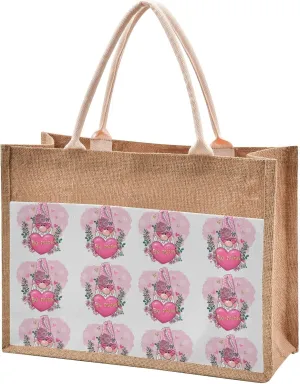 Oyihfvs Durable Burlap Bag with Handles, Zipper Jute Tote Reusable Bag Waterproof Lining for Shopping Work Travel beach