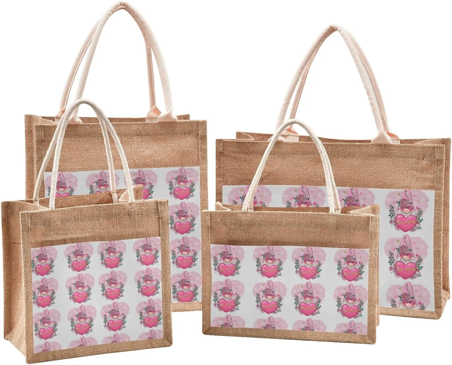 Oyihfvs Durable Burlap Bag with Handles, Zipper Jute Tote Reusable Bag Waterproof Lining for Shopping Work Travel beach