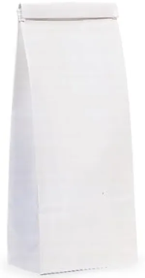 Pack of 100, Solid 1 Lb White Tin Tie Coffee Bags 4-1/4"X2-1/2"X10-1/2" For Food Packaging