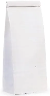 Pack of 100, Solid 1 Lb White Tin Tie Coffee Bags 4-1/4"X2-1/2"X10-1/2" For Food Packaging