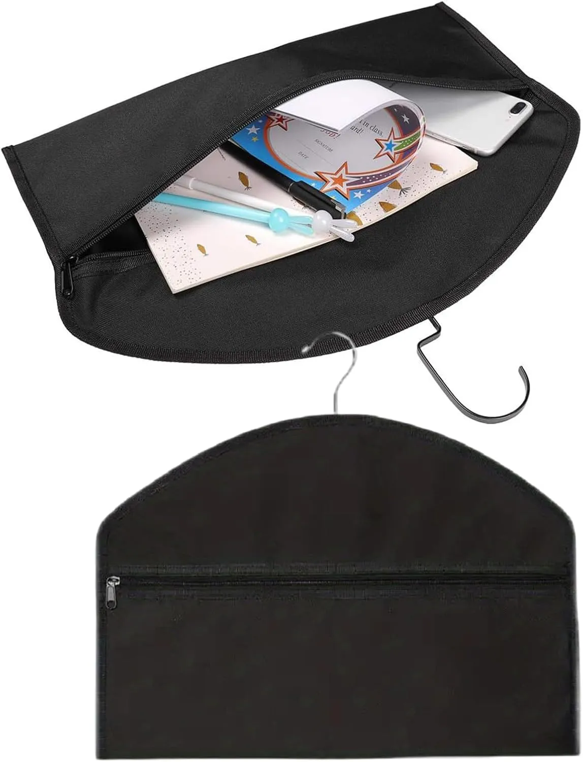 Pack Of 2 Secret Zippered Pouches Hanger Hanging Safe Bag For Concealing Valuables Discreet Travel Security Pouches