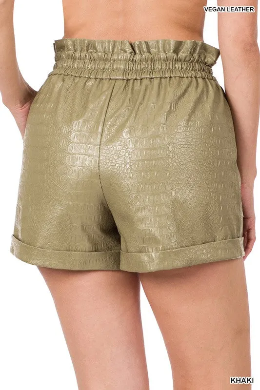 PaperBag Shorts Efecto Piel Cocodrilo