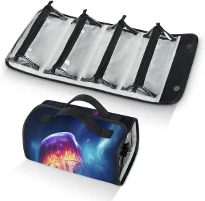 Pardick Jellyfish Animal Travel Toiletry Bag Cosmetic Bag Organizer Foldable Waterproof Makeup Bags with 4 PVC Pouches Clear Travel Organizer Bags for Luggage Business Trip