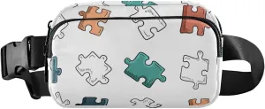 Pastel Jigsaw Puzzle Pieces Fanny Packs Belt Bag for Women Men,Waterproof Crossbody Bag,Fashion Waist Packs for Workout/Running/Yoga/Shopping/Hiking