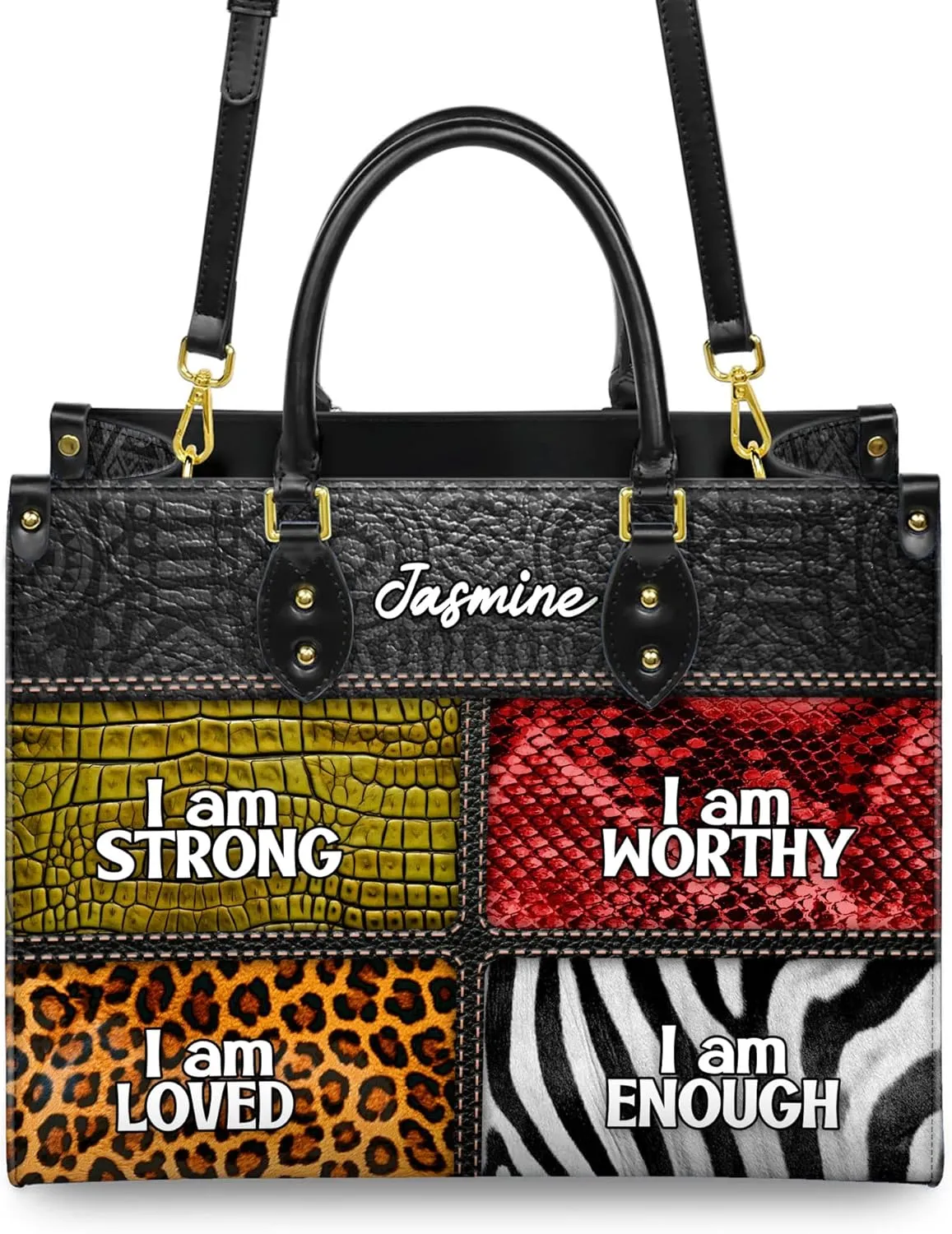 Personalized Black Queen Leather Bag, Gift for African American, Afro Black Girl, Mother's Day Gift