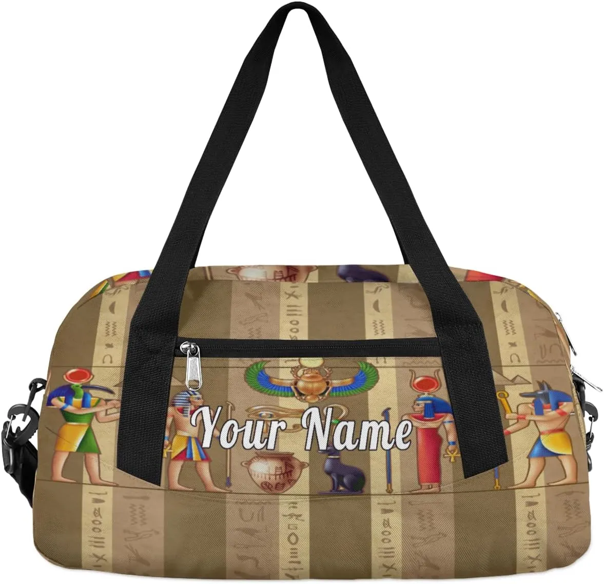 Personalized Kids Duffel Bag Egypt Mural Pharaoh Hieroglyph,Custom Sport Gym Bag for Boys Girls,WWeekender Overnight Bags Travel Duffel Bag,Customized Kids Gift
