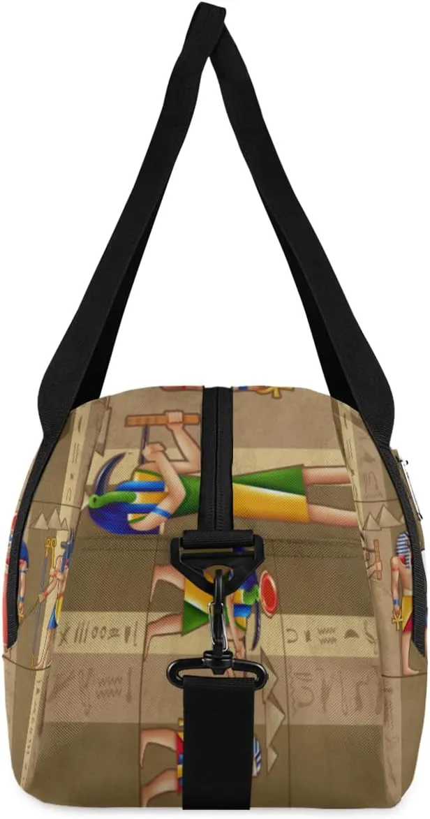 Personalized Kids Duffel Bag Egypt Mural Pharaoh Hieroglyph,Custom Sport Gym Bag for Boys Girls,WWeekender Overnight Bags Travel Duffel Bag,Customized Kids Gift